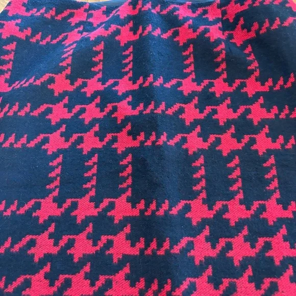 Talbots Womens Skirt Red Black Houndstooth Wool Blend Pencil Straight Size 18w - Picture 2 of 8